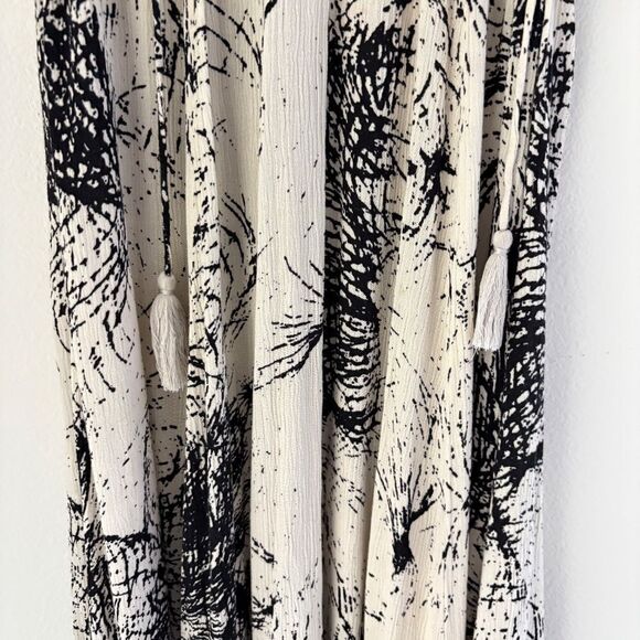 En Créme V Neck Splatter Print Shark Bite Dress Size Small Boho Funky Y2K Size S - Picture 4 of 14